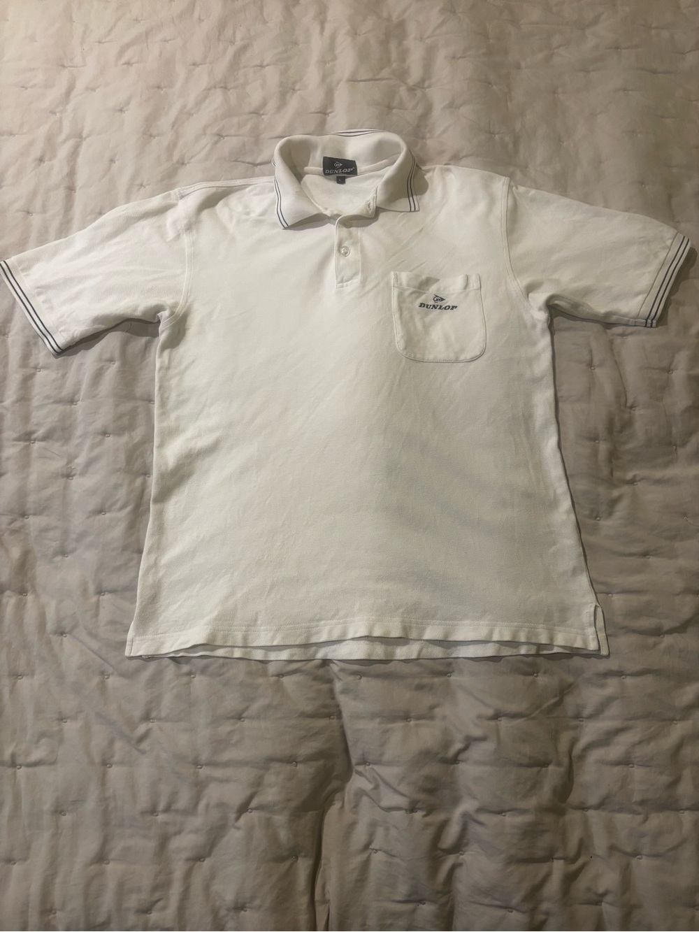 Dunlop White Polo Shirt with Pocket Logo0441